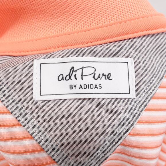 adidas adiPure Polo Shirt Mens Medium Sunglo Tricolor Stripe Golf Stretch CE0629 - Picture 7 of 12